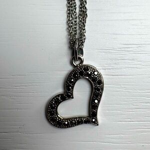Cookie Lee Silver And Genuine Austrian Crystal Heart Adjustable Necklace
